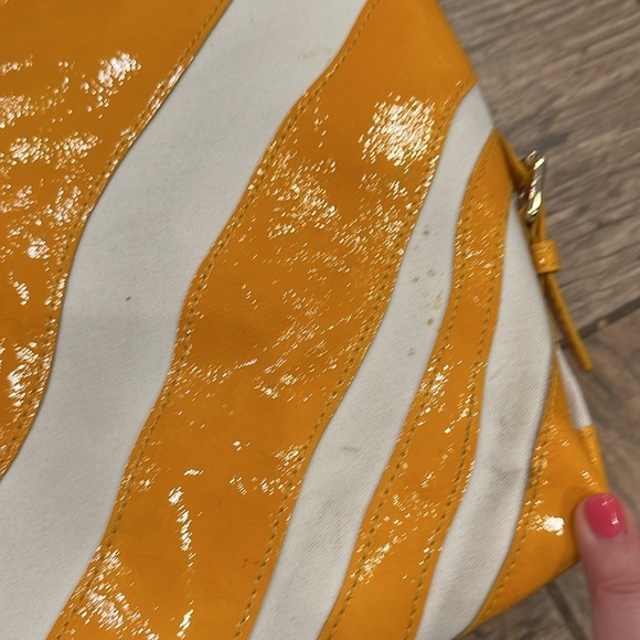 Dooney & Bourke orange white zebra canvas Hobo bag - Picture 7 of 11